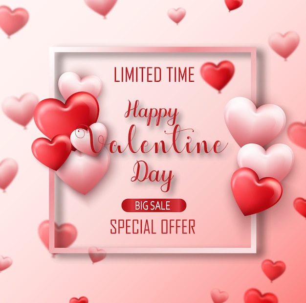 Valentines day sale background with balloons heart