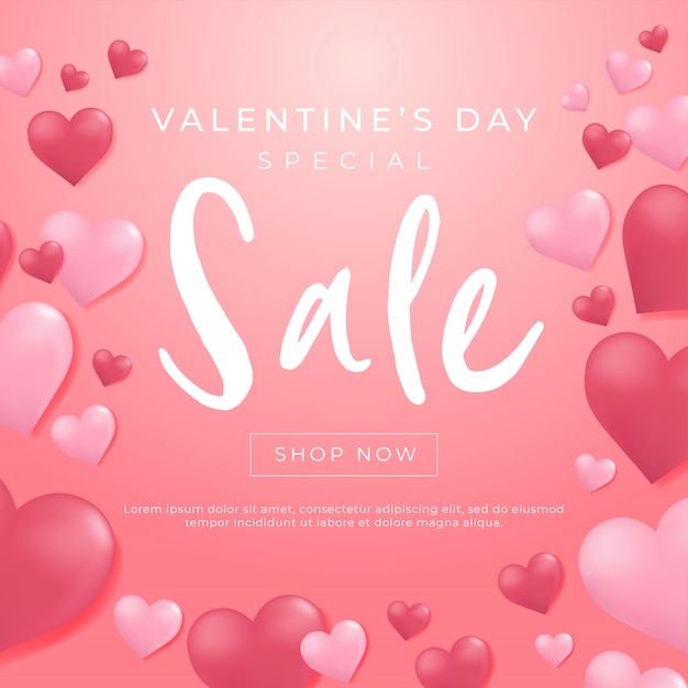 Valentines day sale background with heart shaped balloon.