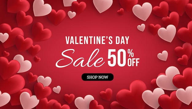 valentines day sale banner design illustration