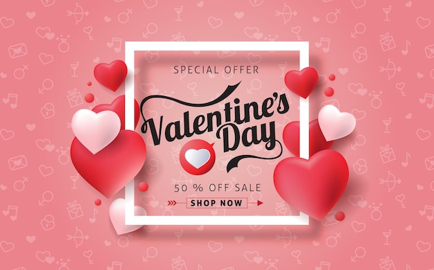 Valentines day sale banner template