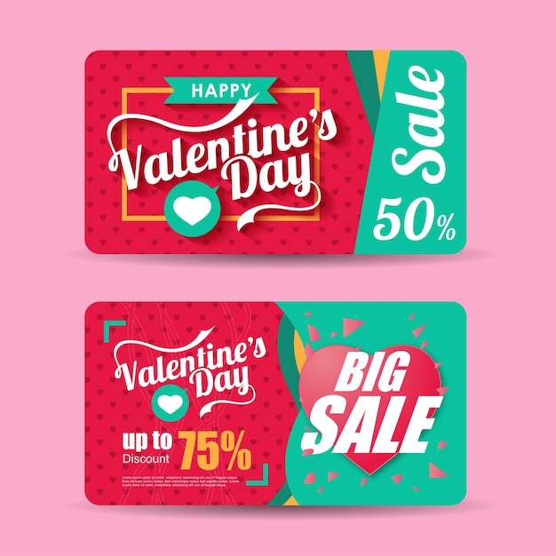 Valentines day sale design template. Valentines day banner