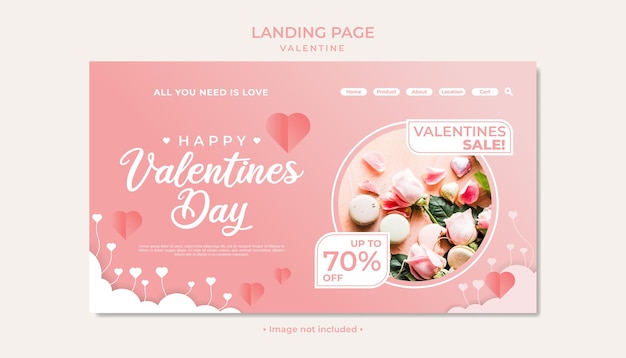 Valentines day sale landing page design template