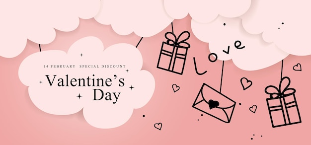 Valentines Day Sale Poster or web banner Promotion and shopping template vector image