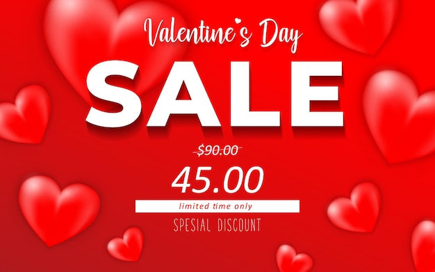 Valentines day sale promo banner