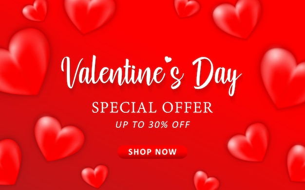 Valentines day sale promo banner