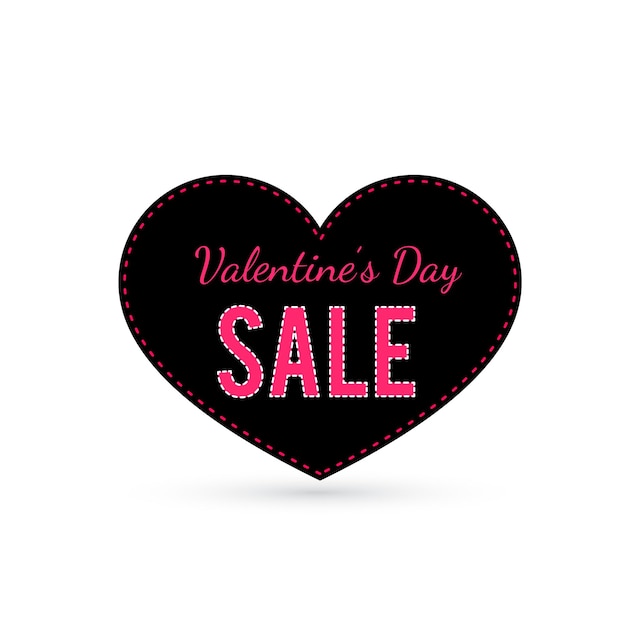 Valentines day sale tag in the shape of a heart Special offer promo banner Shop advertising poster Vector illustration