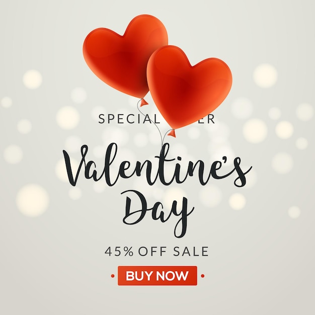 Valentines day sale vector banner background with hearts. Valentine discount holiday poster template for promo sale.