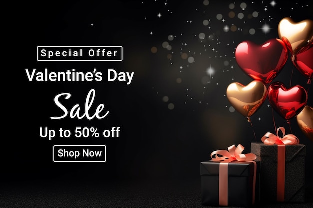 Valentines Day sale vector banner template design