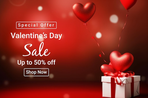 Valentines Day sale vector banner template design