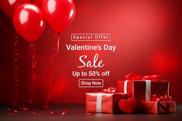 Valentines Day sale vector banner template design