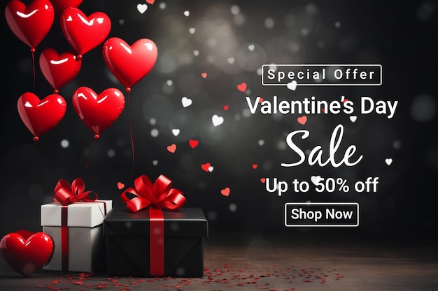 Valentines Day sale vector banner template design