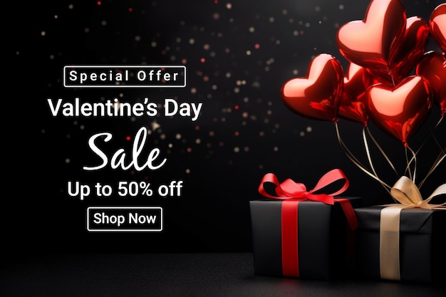 Valentines Day sale vector banner template design