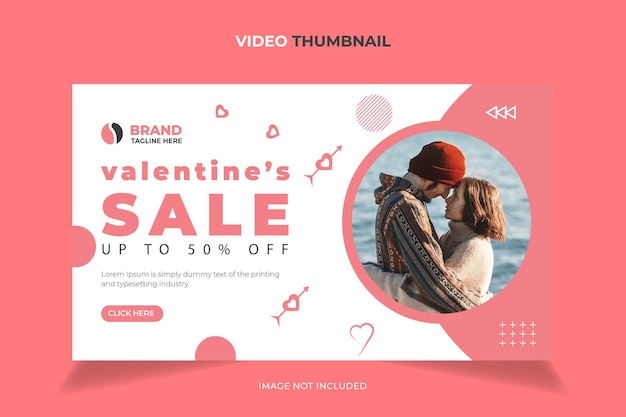 Valentines day sale video thumbnail and web banner template