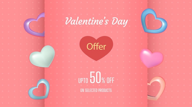 Valentines day sales banner illustration created with Heart shape gradient mesh and two rectangle with some shadow effect