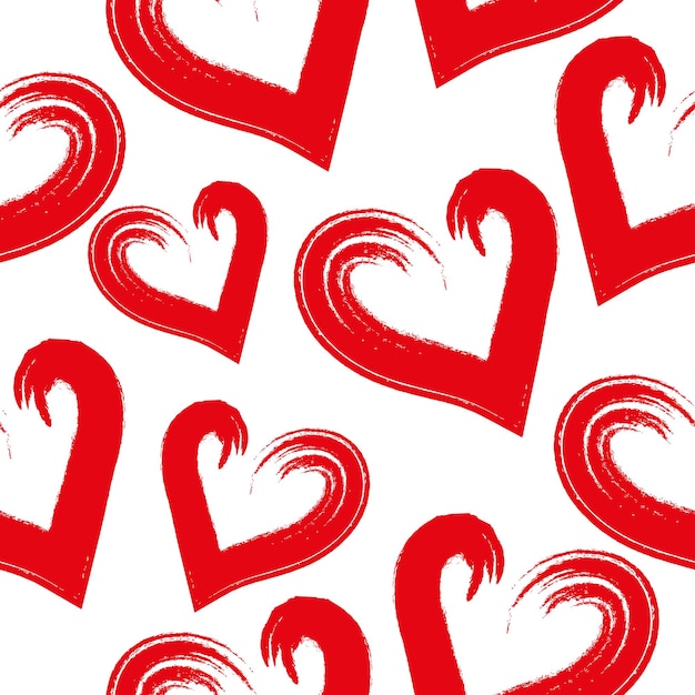 valentines day seamless pattern consisting of red grunge style hearts for wrappingtextile or banner