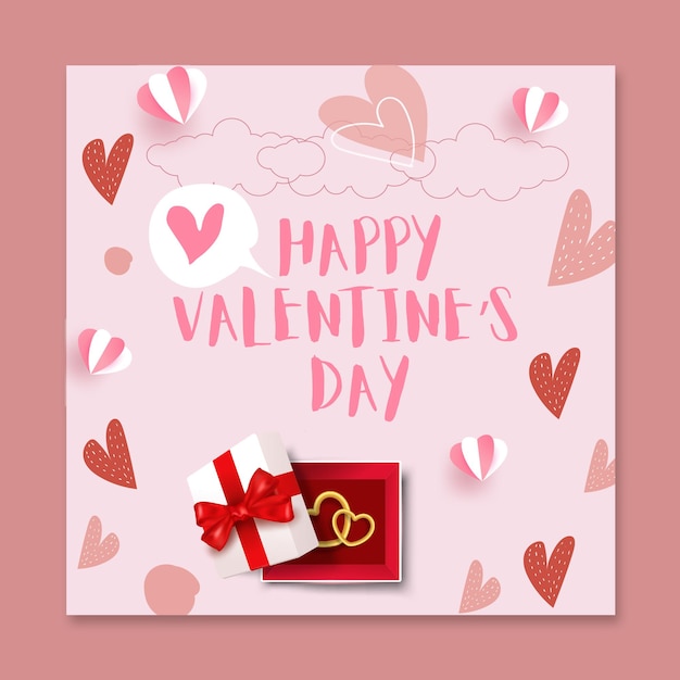 Valentines day social media and instagram posts premium Vector