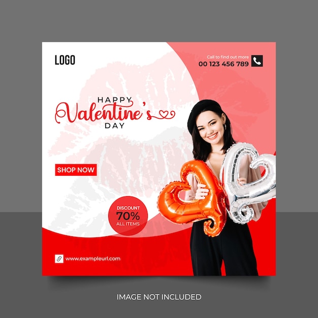 Valentines day social media post and web banner