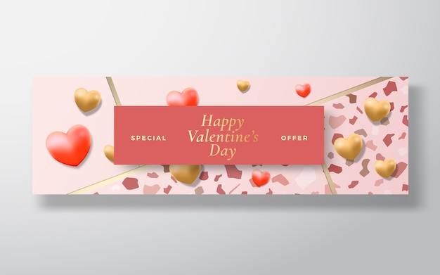 Valentines Day Special Offer Sale Banner, panoramic size