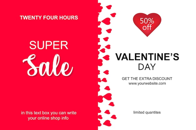 valentines day super sale with hearts background