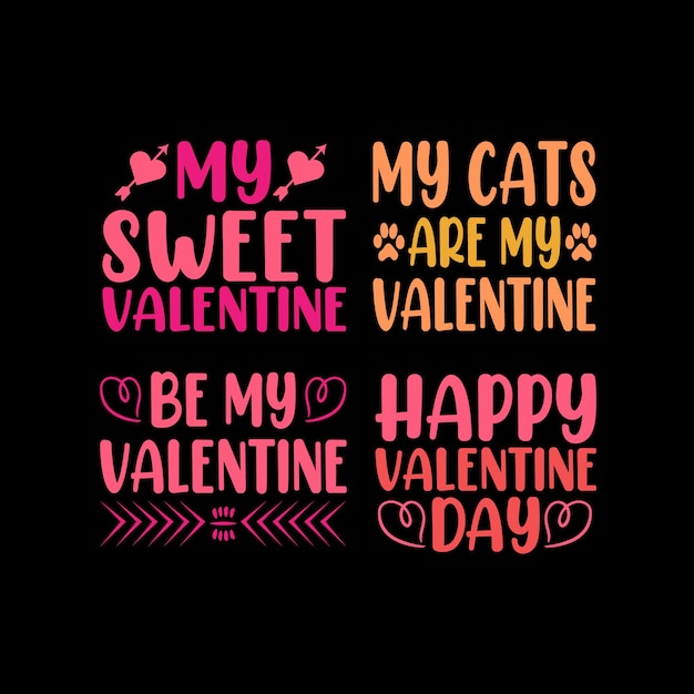 valentines day typography tshirt design set