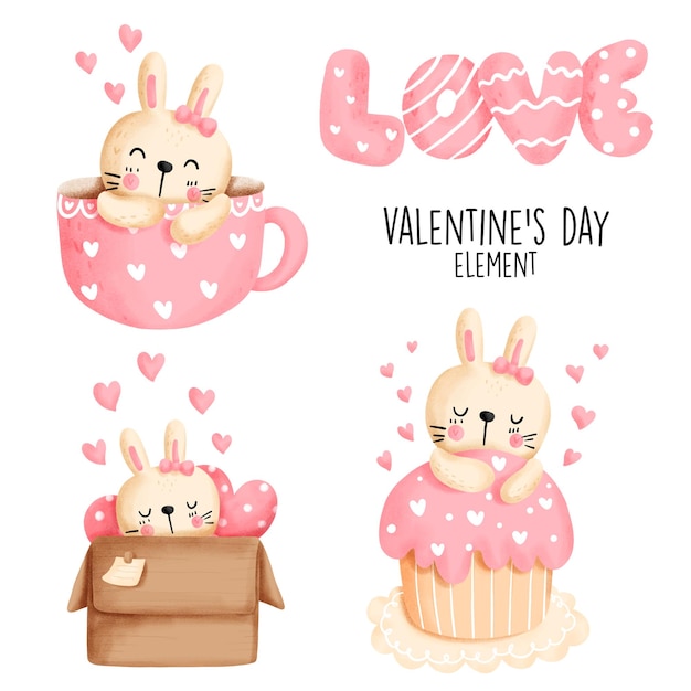 Valentines day with cute rabbit