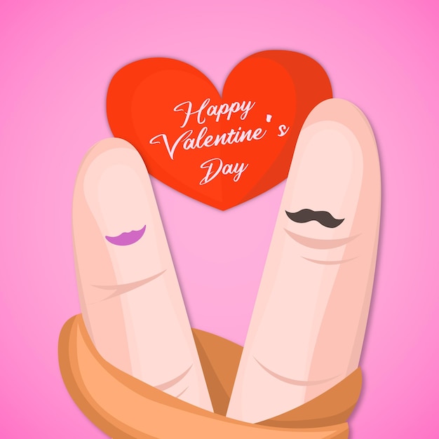 Valentines day with fingers and love vector illustration