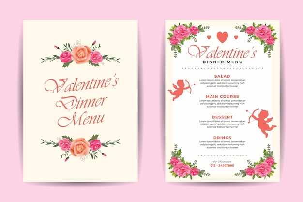 Valentines Dinner Menu Template Design