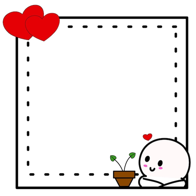 Valentines frame border cute design. decoration doodle drawing