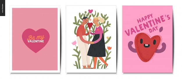 Valentines postcards set