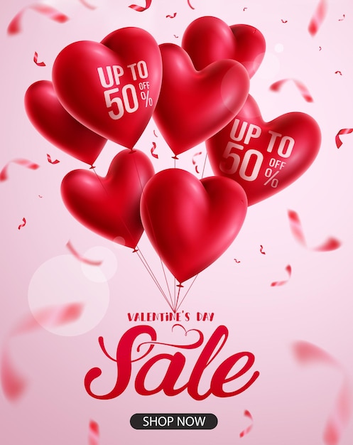 Valentines sale vector design Valentines day sale text with discount price