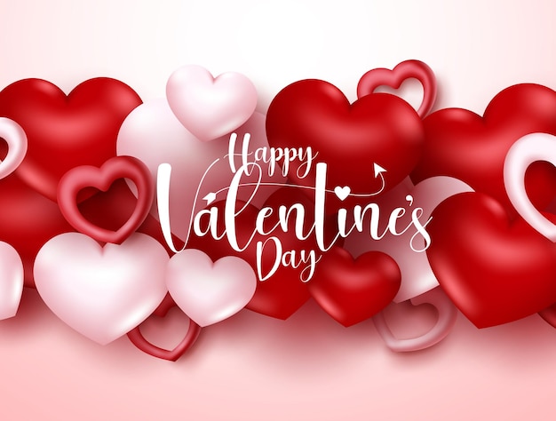 Valentines vector background concept Happy valentines day text in hearts balloon element