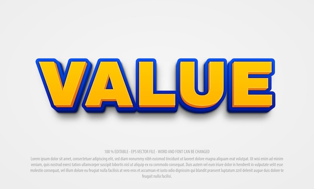 Value 3d editable text effect