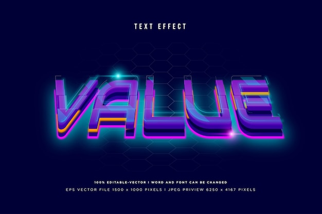 Value 3d text effect on navy background