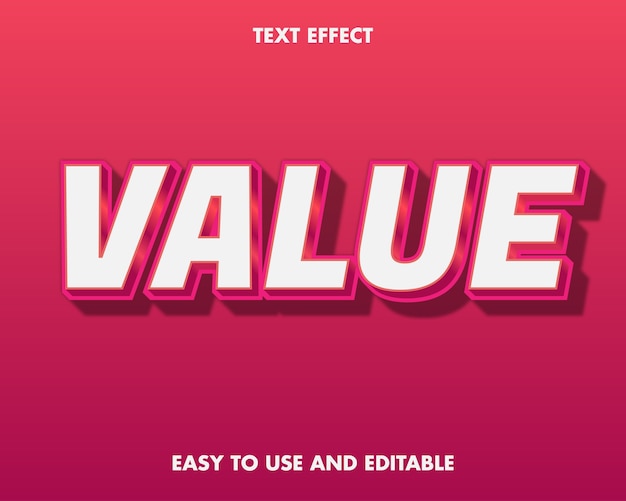 Value Text Effect. Editable Font Style.