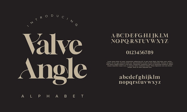 Vector valveangle premium luxury elegant alphabet letters and numbers elegant wedding typography classic