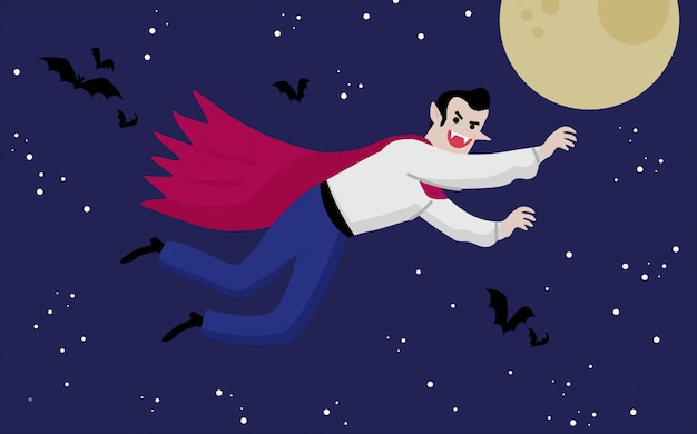 Vampire Flying in the Night illustration