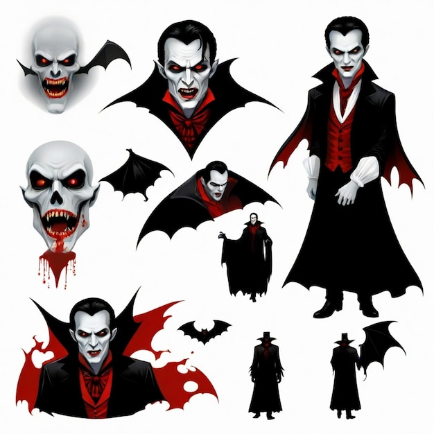 Vector vampire vector set white background isolated a high qual