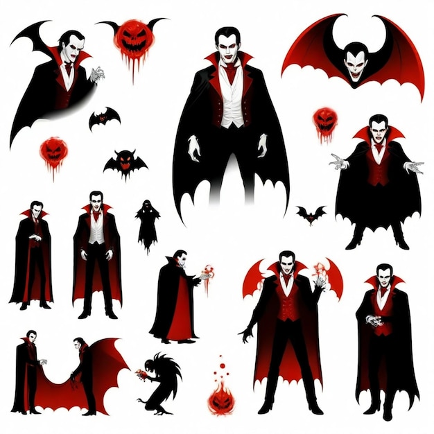 Vector vampire vector set white background isolated a high