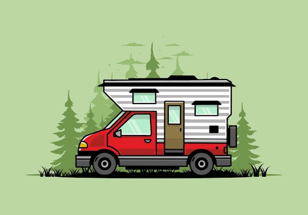 Van box camper illustration badge design