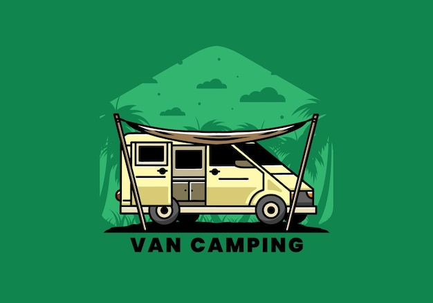 Van camper and flysheet illustration design