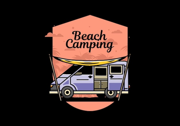 Van camper and flysheet illustration design