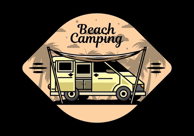 Van camper and flysheet illustration design