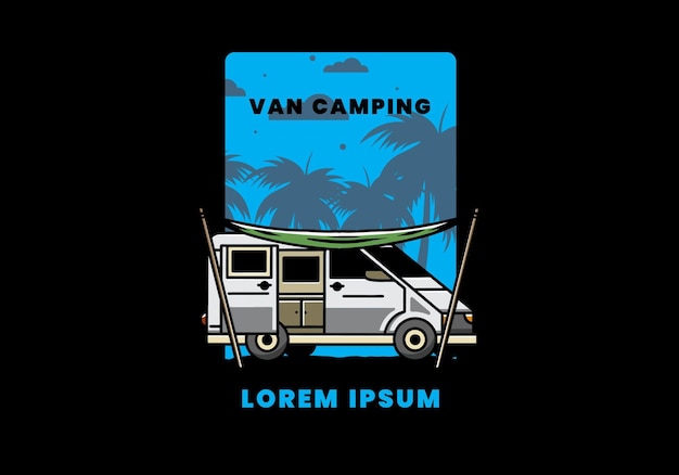 Van camper and flysheet illustration design