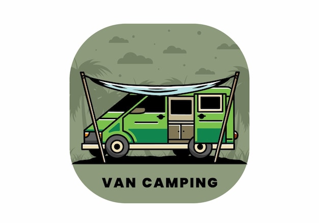 Van camper and flysheet illustration design