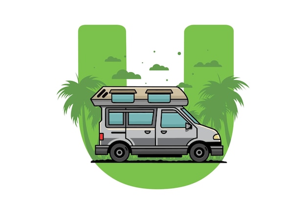 Van camper illustration badge design