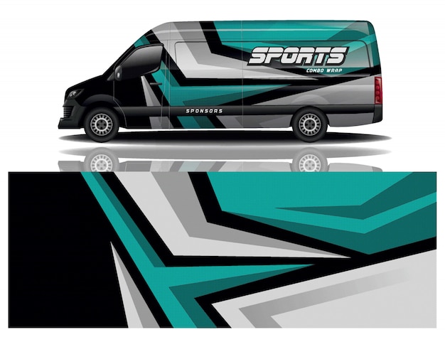 van car decal wrap design vector