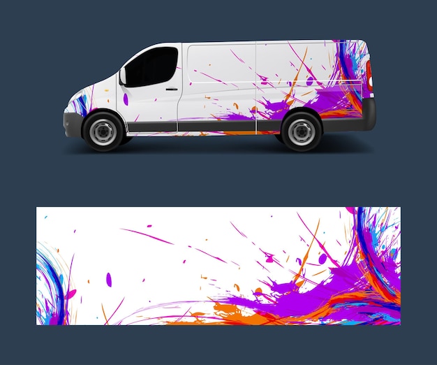 Van decal wrap design vector for Company branding Graphic wrap decal and sticker template vector