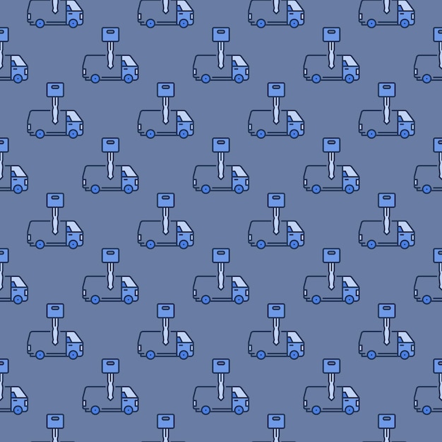 Vector van hire vector rental blue seamless pattern