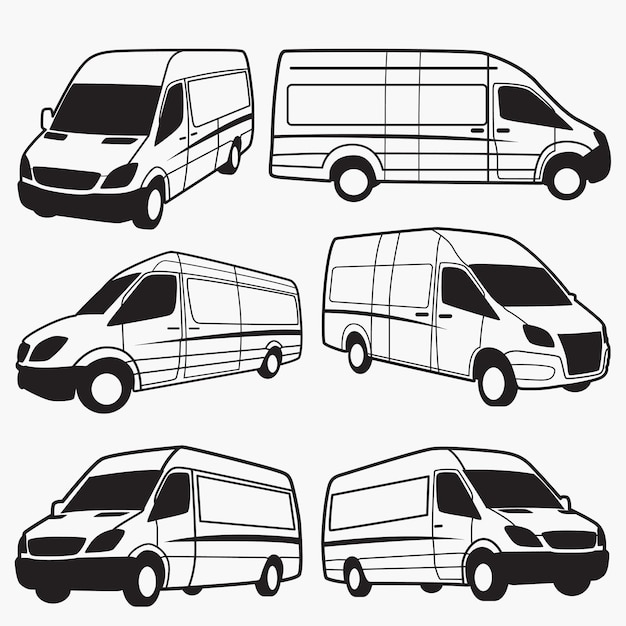 van illustration silhouettes line art