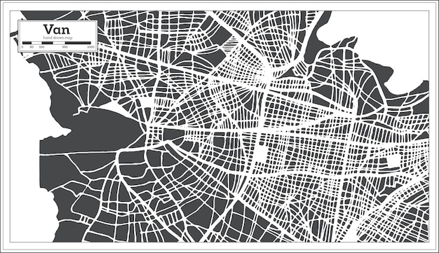 Van Turkey City Map in Retro Style. Outline Map. Vector Illustration.